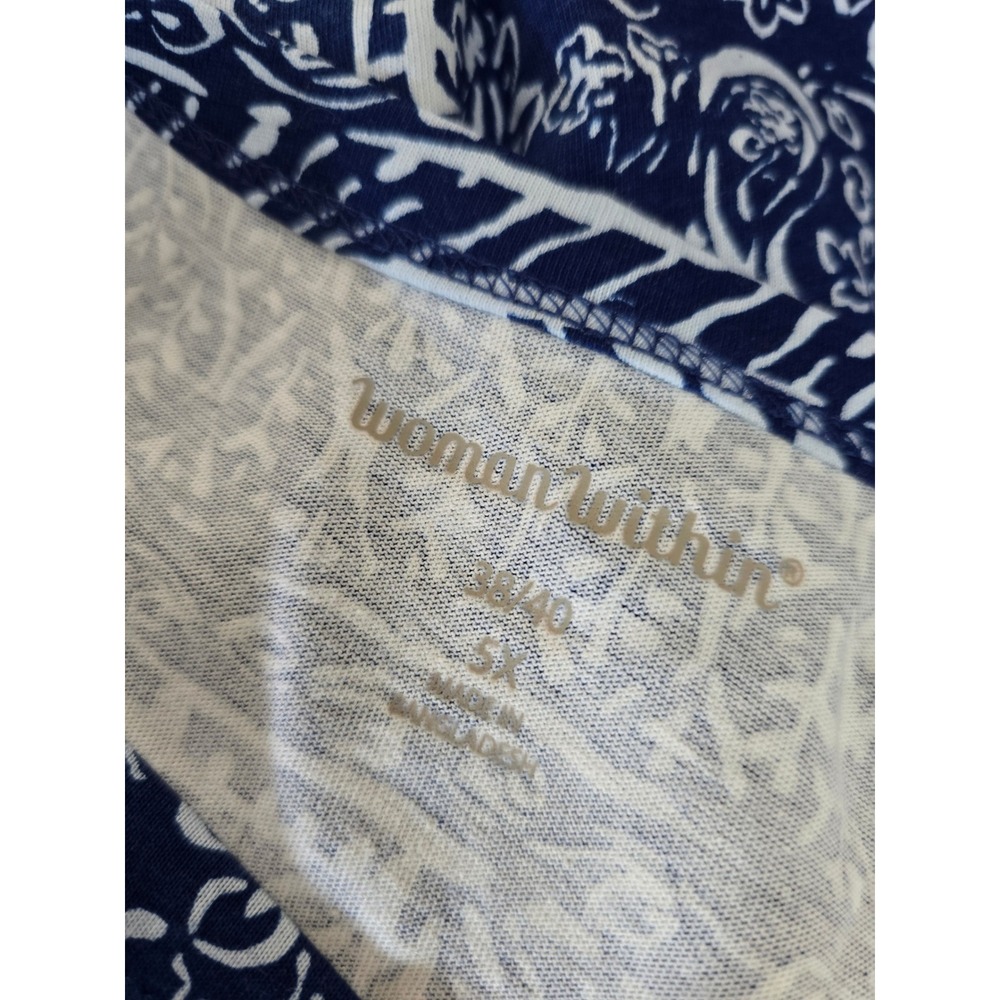 Woman Within blue paisley top size 5X 38/40 100% cotton - Picture 3 of 4